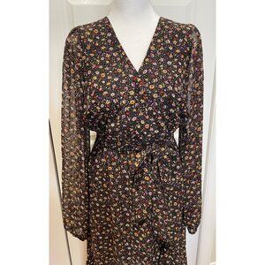 MinkPink Womens Sheer Floral‎ Asymmetrical Midi Dress Size S Whimsigoth Feminine